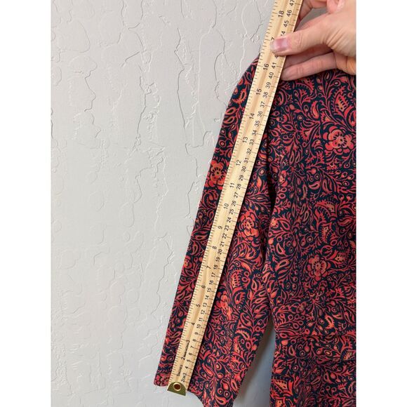 Patagonia Margot‎ Floral V-Neck Faux Wrap Dress Coral Pink Navy 3/4 Sleeve Sz S - Picture 3 of 8